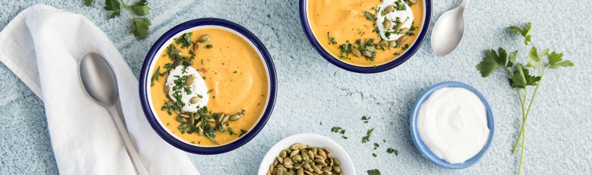 Soupe de courge butternut rôtie et épicée 