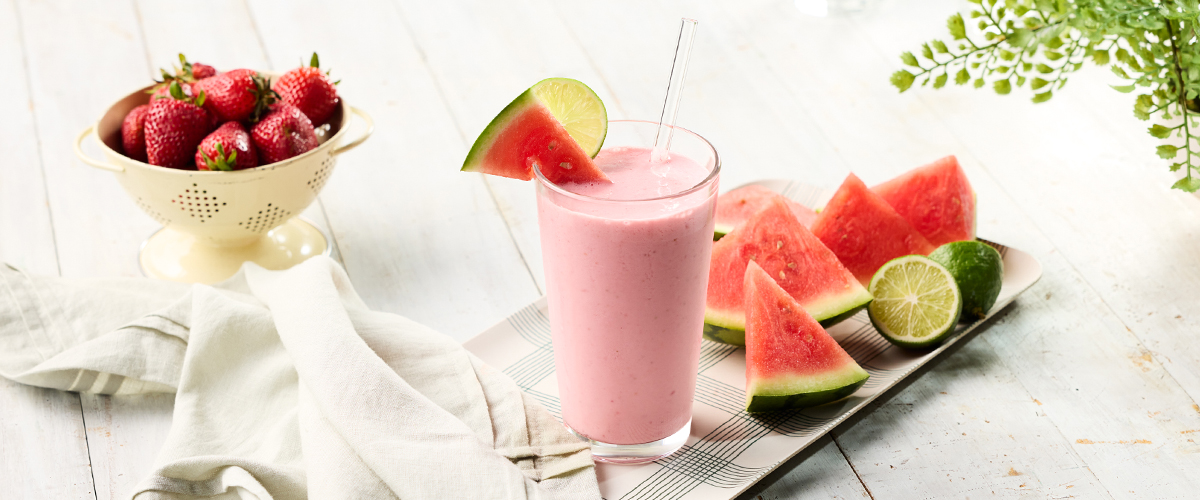 Smoothie met aardbeien en watermeloen