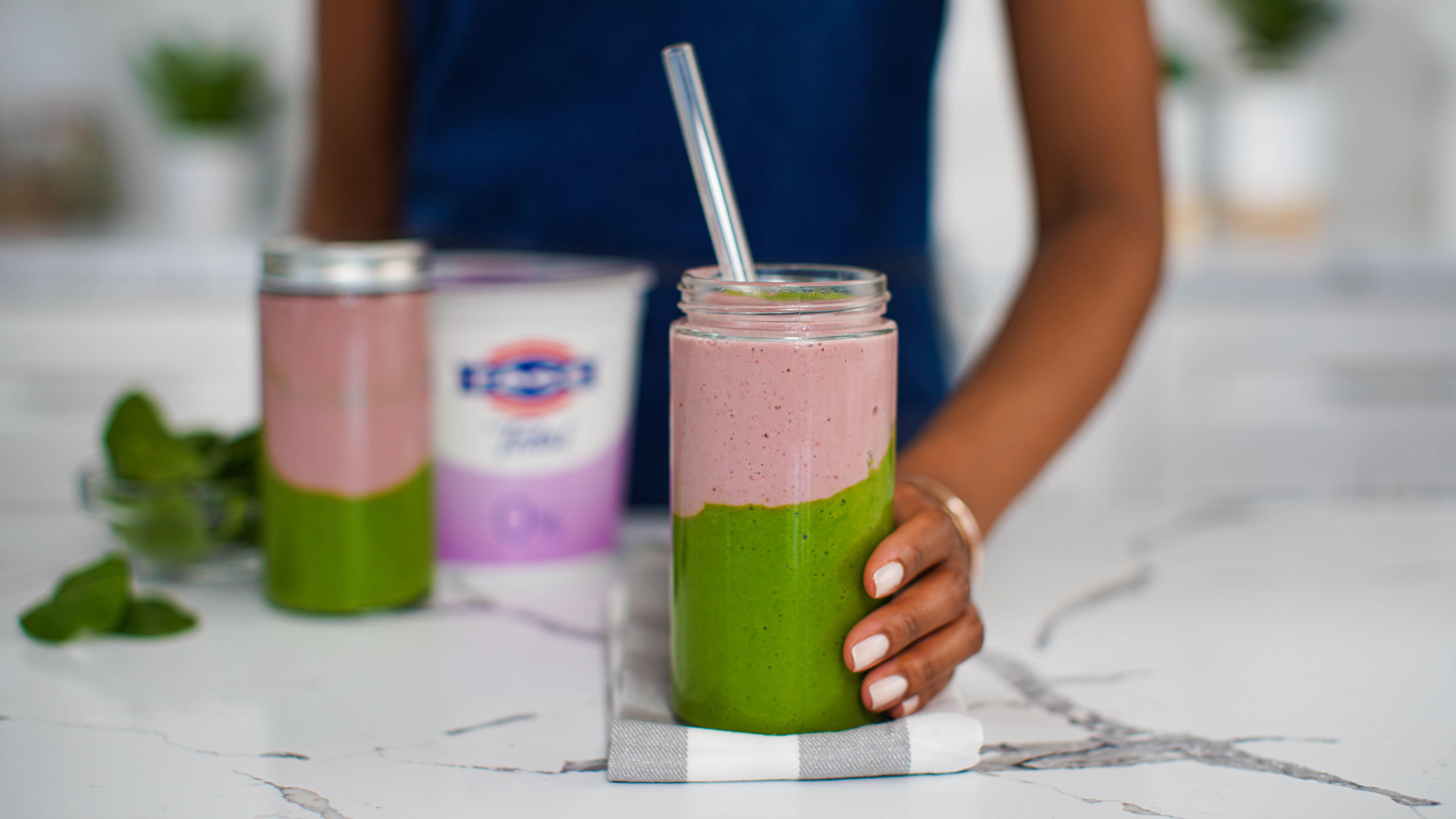 Smoothie vert et rose