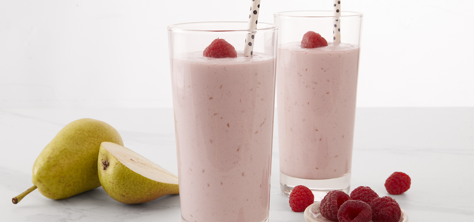 Smoothie aux poire framboises